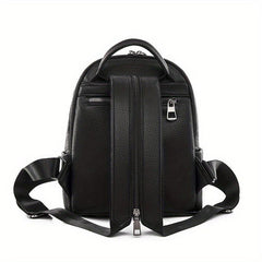 Mini Stripes Embossed Backpack Faux Leather Solid Rucksack For Travel Work