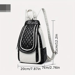 Quilted Large Capacity Backpack Soft PU Leather Lightweight School Bag