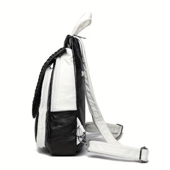 Quilted Large Capacity Backpack Soft PU Leather Lightweight School Bag