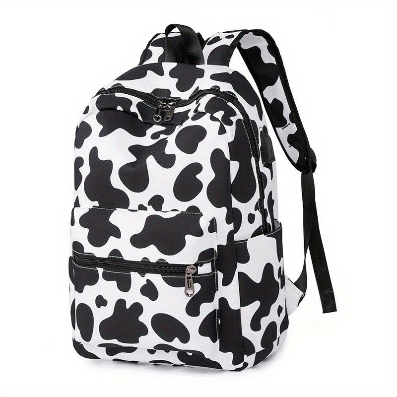 Cartoon Print Backpack Zipper Rucksack School Bag