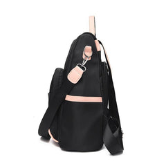 Colorblock Backpack Stylish Zipper Shoulder Bag Functional Bookbag