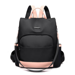 Colorblock Backpack Stylish Zipper Shoulder Bag Functional Bookbag