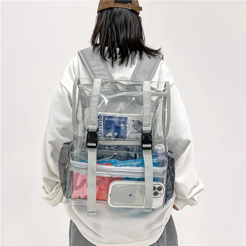 Large Capacity Transparent Backpack Travel Rucksack Stylish School Bag