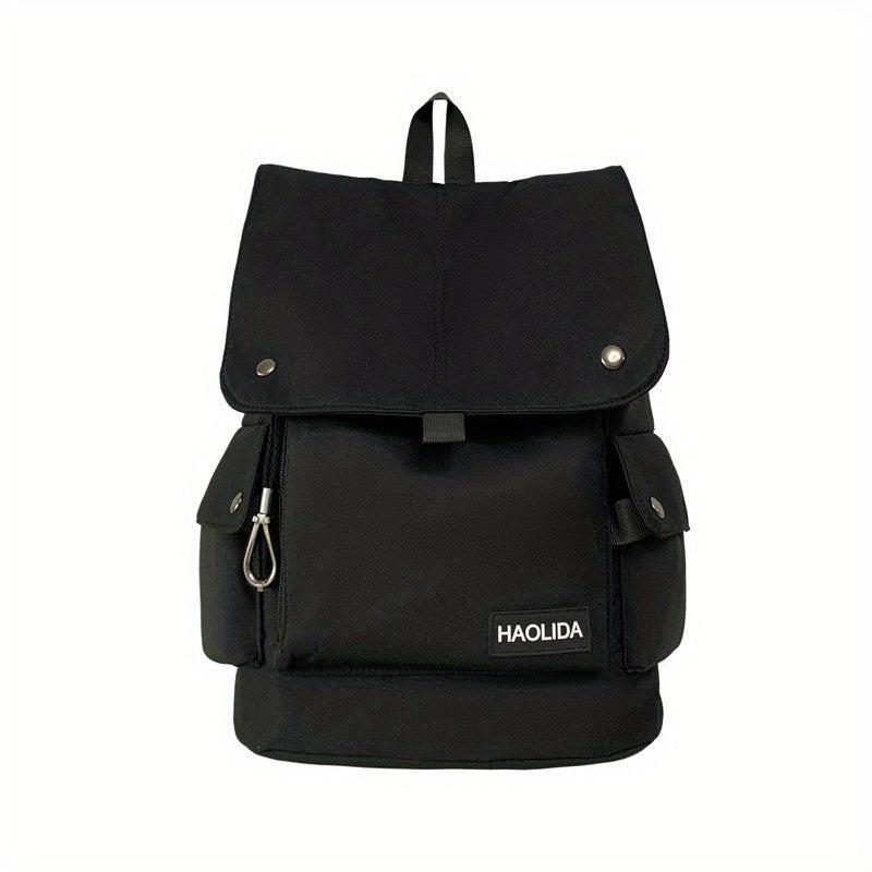 Casual Flap Backpack Drawstring School Bag Nylon Outdoor Travel Daypack
