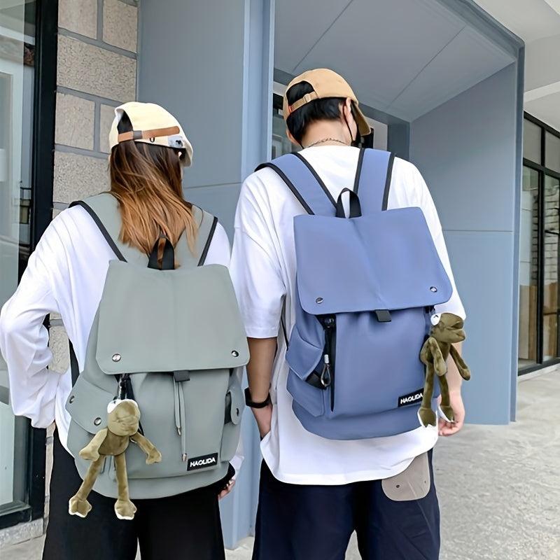 Casual Flap Backpack Drawstring School Bag Nylon Outdoor Travel Daypack