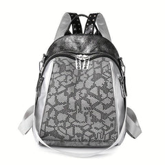 Snakeskin Pattern Backpack Purse Vintage Rhinestone Travel Schoolbag