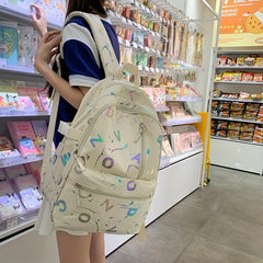 Holographic Letter Print Backpack Preppy Style School Bag