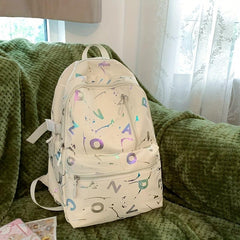 Holographic Letter Print Backpack Preppy Style School Bag