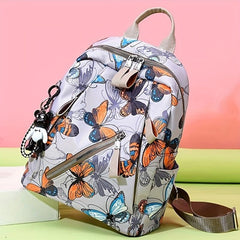 Butterfly Print Backpack Anti Theft Back To School Bag