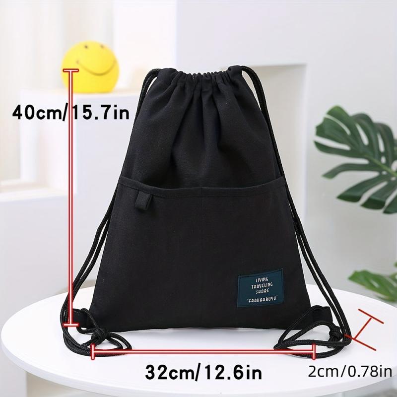 Canvas Drawstring Large Capacity Backpack Lightweight Shoulder Bag