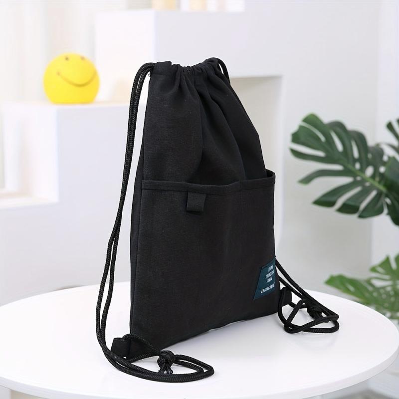 Canvas Drawstring Large Capacity Backpack Lightweight Shoulder Bag