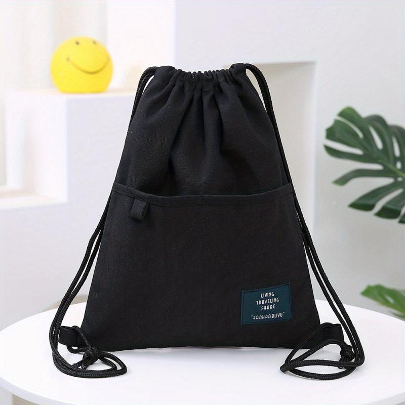 Canvas Drawstring Large Capacity Backpack Lightweight Shoulder Bag