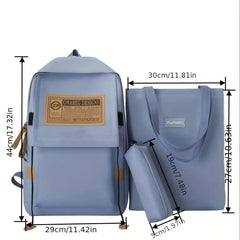 Casual Bag Sets All Match Backpack With Shoulder Bag & Pencil Bag