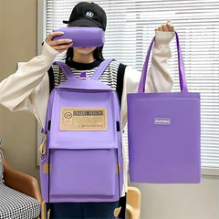 Casual Bag Sets All Match Backpack With Shoulder Bag & Pencil Bag