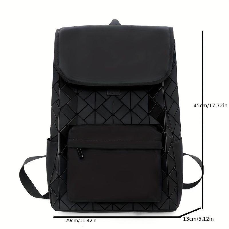 Solid Geometric Pattern Backpack All Match Versatile Preppy School Bag