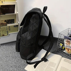 Solid Geometric Pattern Backpack All Match Versatile Preppy School Bag