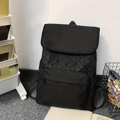 Solid Geometric Pattern Backpack All Match Versatile Preppy School Bag