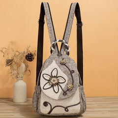 Vintage Ethnic Style Flap Backpack Floral Embroidered Daypack Bohemian Bag