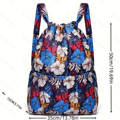 Floral Pattern Drawstring Backpack Lightweight Sports Fitness Backpack