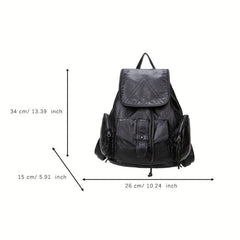 Vintage Pocket Backpack Purse Retro Flap Preppy School Bag Women's All Match