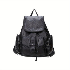 Vintage Pocket Backpack Purse Retro Flap Preppy School Bag Women's All Match