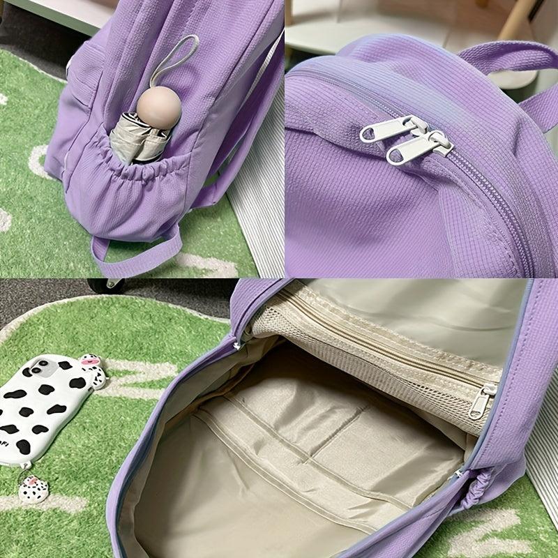 Chenille Letter Pattern Travel Backpack Women's Preppy School Daypack