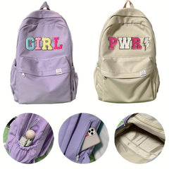 Chenille Letter Pattern Travel Backpack Women's Preppy School Daypack