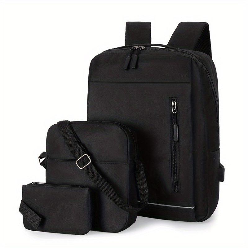 3pcs Large Capacity Backpack Crossbody Bag Clutch Purse Set