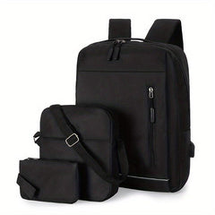 3pcs Large Capacity Backpack Crossbody Bag Clutch Purse Set