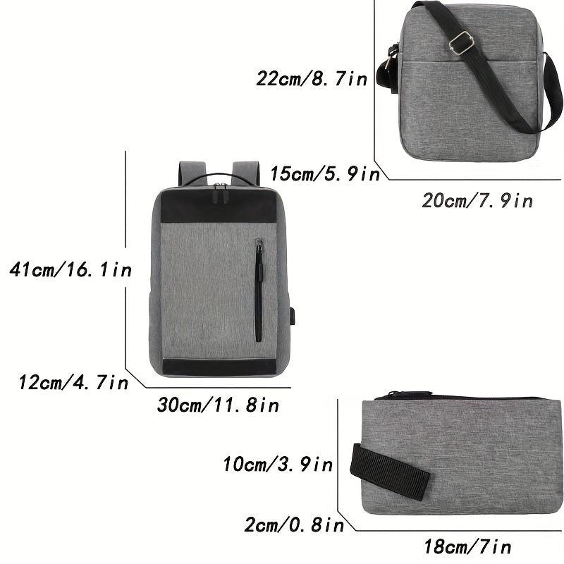 3pcs Large Capacity Backpack Crossbody Bag Clutch Purse Set