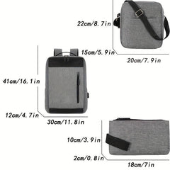 3pcs Large Capacity Backpack Crossbody Bag Clutch Purse Set