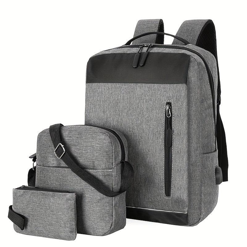3pcs Large Capacity Backpack Crossbody Bag Clutch Purse Set