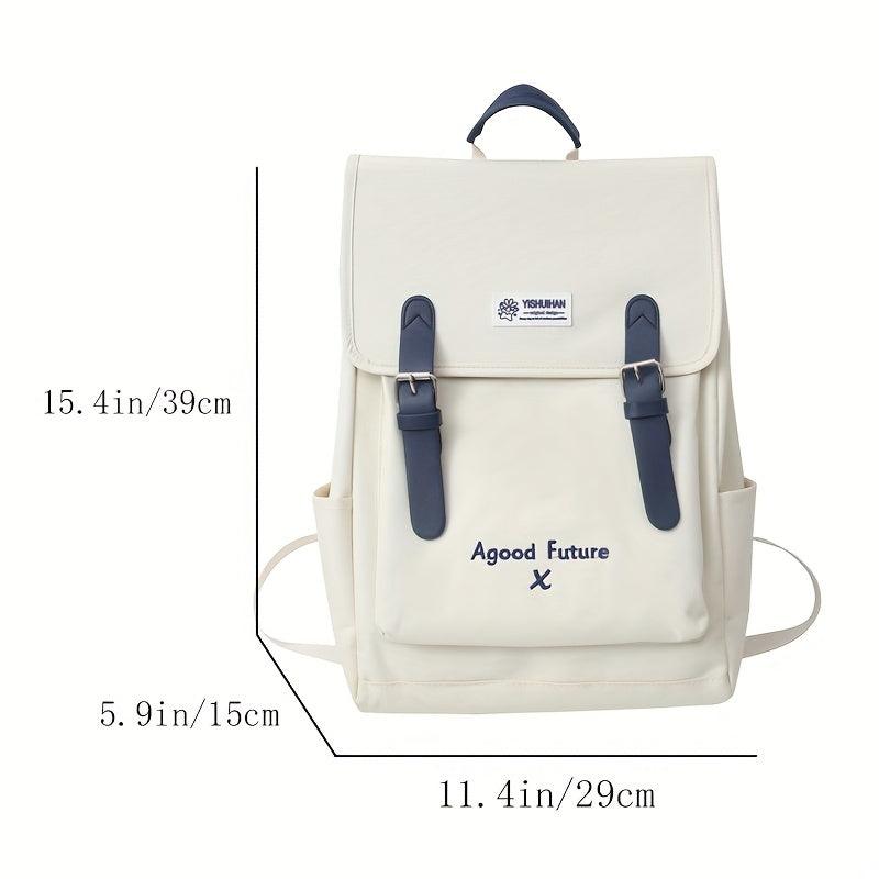 Casual Colorblock Backpack Preppy School Bag Multifunctional Storage