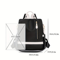Waterproof Nylon Backpack for Women with Adjustable Strap