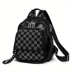 Sequins Backpack Purses Checkered Rhinestone Daypack Glitter Shoulder Bag