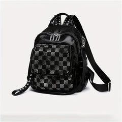 Sequins Backpack Purses Checkered Rhinestone Daypack Glitter Shoulder Bag