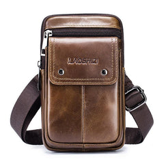 Men's Cowhide Mobile Phone Pocket Leather Belt Bag Casual Bag
