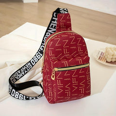 Printed PU Leather Chest Bag Women's Digital Print Crossbody Bag