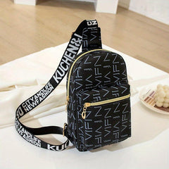 Printed PU Leather Chest Bag Women's Digital Print Crossbody Bag