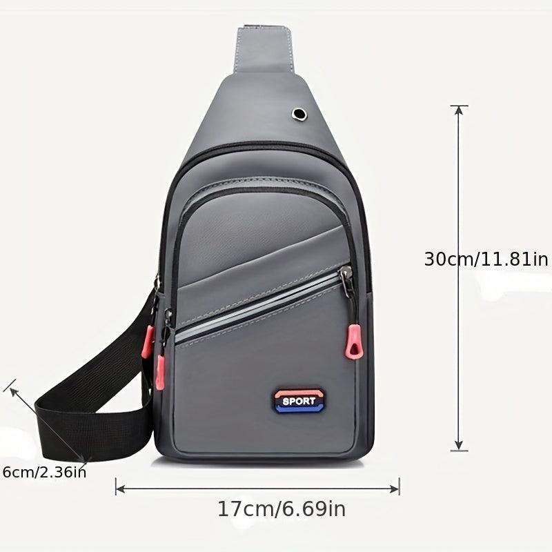 Men's Waterproof Crossbody Bag With Earphone Hole Large Capacity