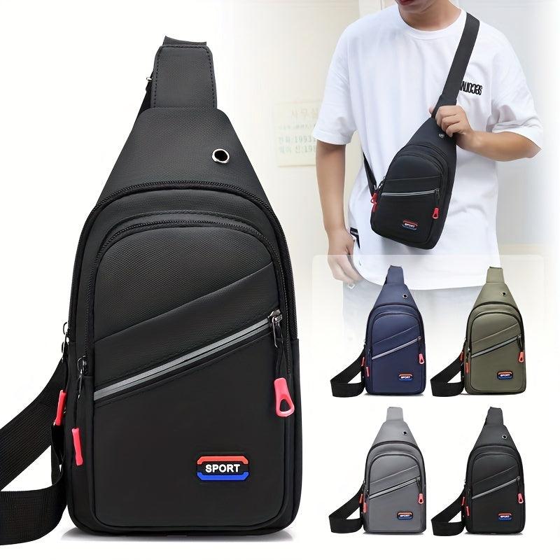 Men's Waterproof Crossbody Bag With Earphone Hole Large Capacity
