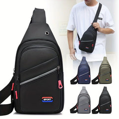 Men's Waterproof Crossbody Bag With Earphone Hole Large Capacity
