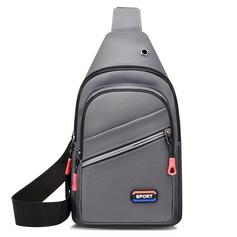 Men's Waterproof Crossbody Bag With Earphone Hole Large Capacity