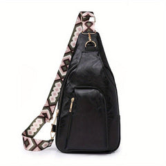 Men's Soft Leather Chest Bag Large Capacity Satchel Diagonal Shoulder Bag