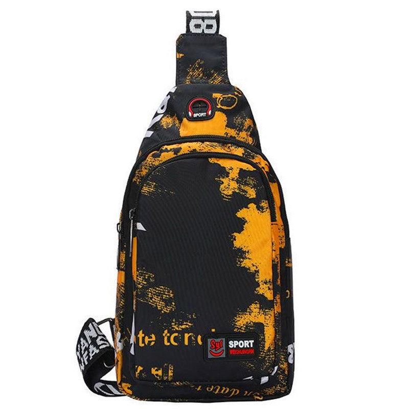 Men's Chest Bag Casual Canvas Bag Crossbody Bag With Headphone Hole