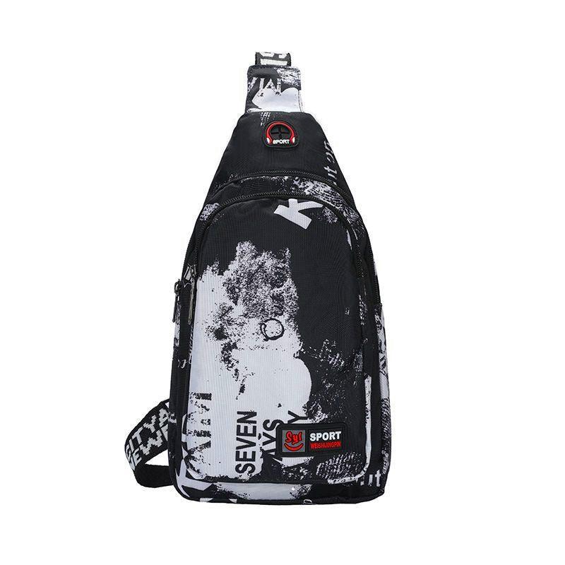 Men's Chest Bag Casual Canvas Bag Crossbody Bag With Headphone Hole