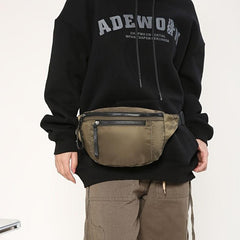 Fluorescent Waist Bag Leather Zipper Ornament Chest Bag