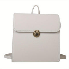 British Preppy Style Backpack with Buckle Decor