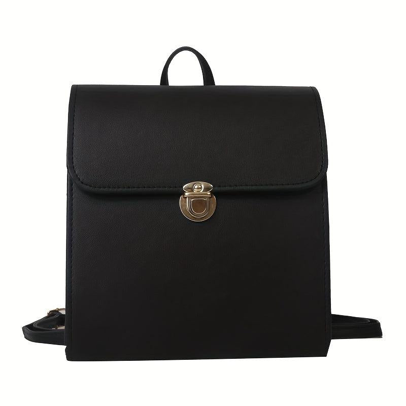 British Preppy Style Backpack with Buckle Decor