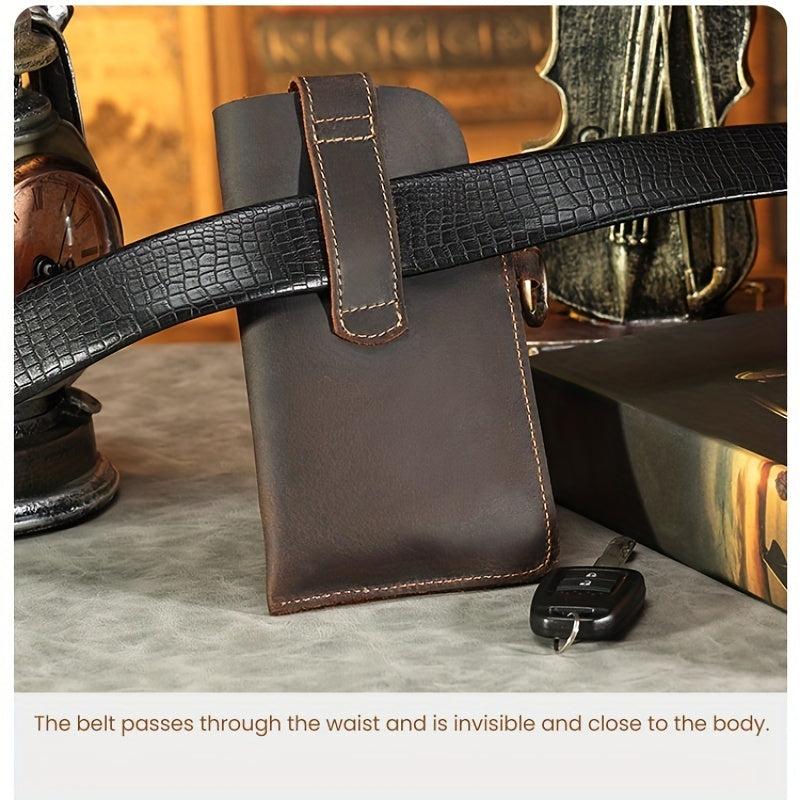 Vintage Cowhide Leather Waist Bag Key Mobile Phone Bag